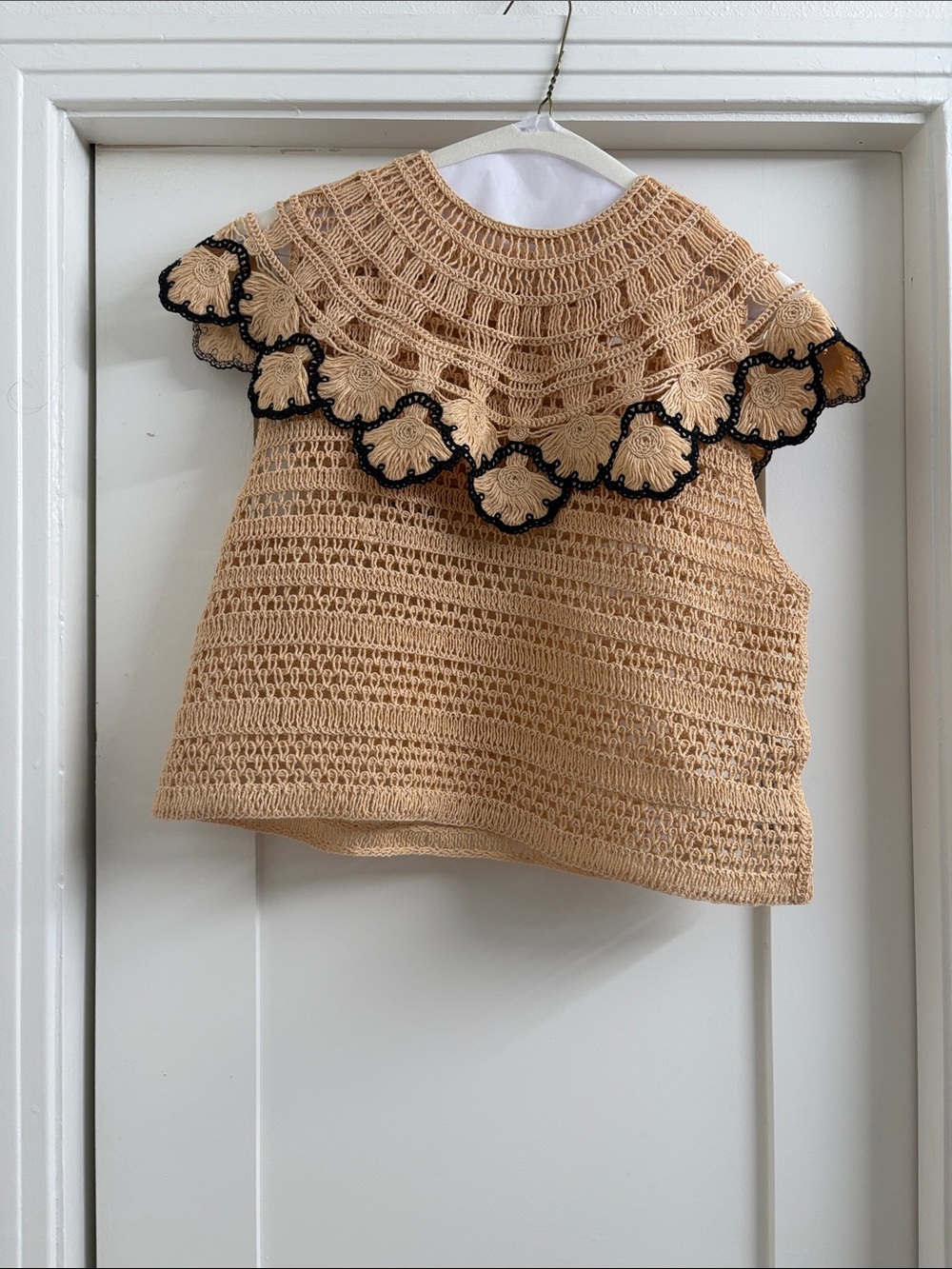 Zara Peter Pan Collar Crocheted Knit Top - Picture 3 of 4